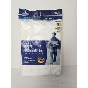 Vintage Indera Cotton Rib Knit Thermal sz 2XL Mens long john